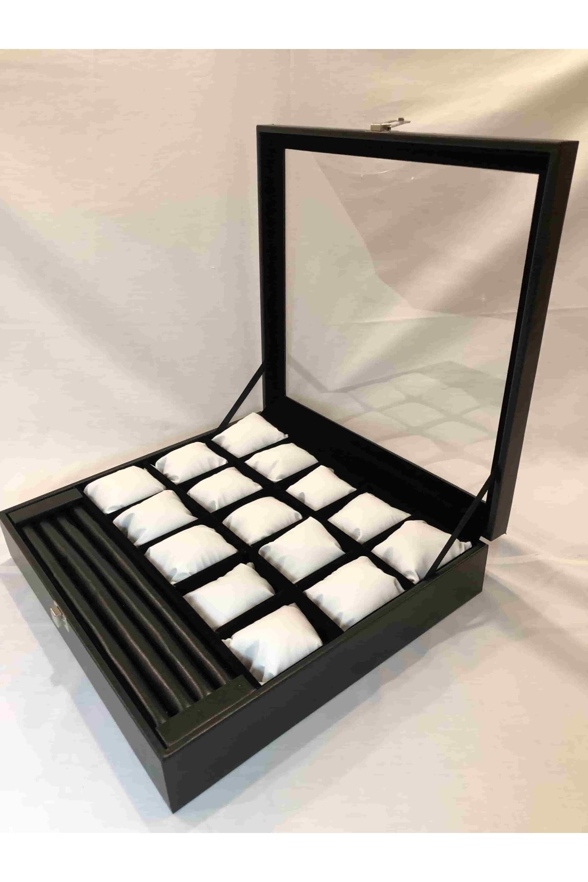 15 Adet Saklama Standlı Siyah Derii Beyaz Yastıklı Unisex Özel Sa