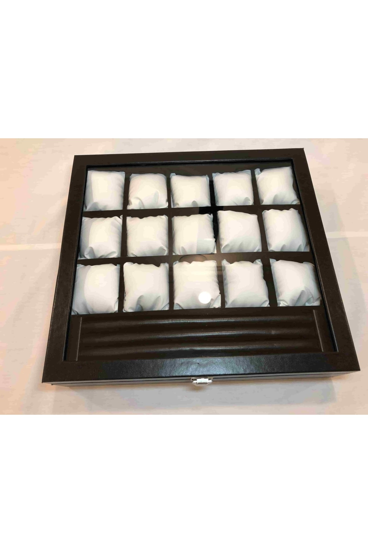 15 Adet Saklama Standlı Siyah Derii Beyaz Yastıklı Unisex Özel Sa