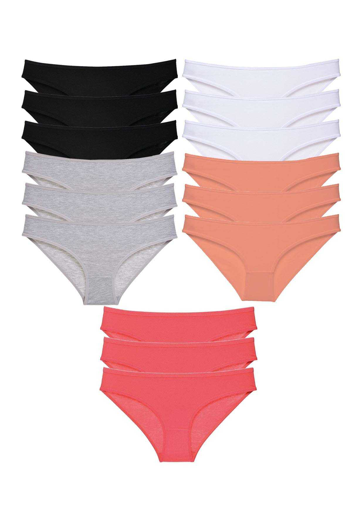 15 adet Süper Eko Set Likralı Kadın Slip Külot Siyah Gri Beyaz Pu