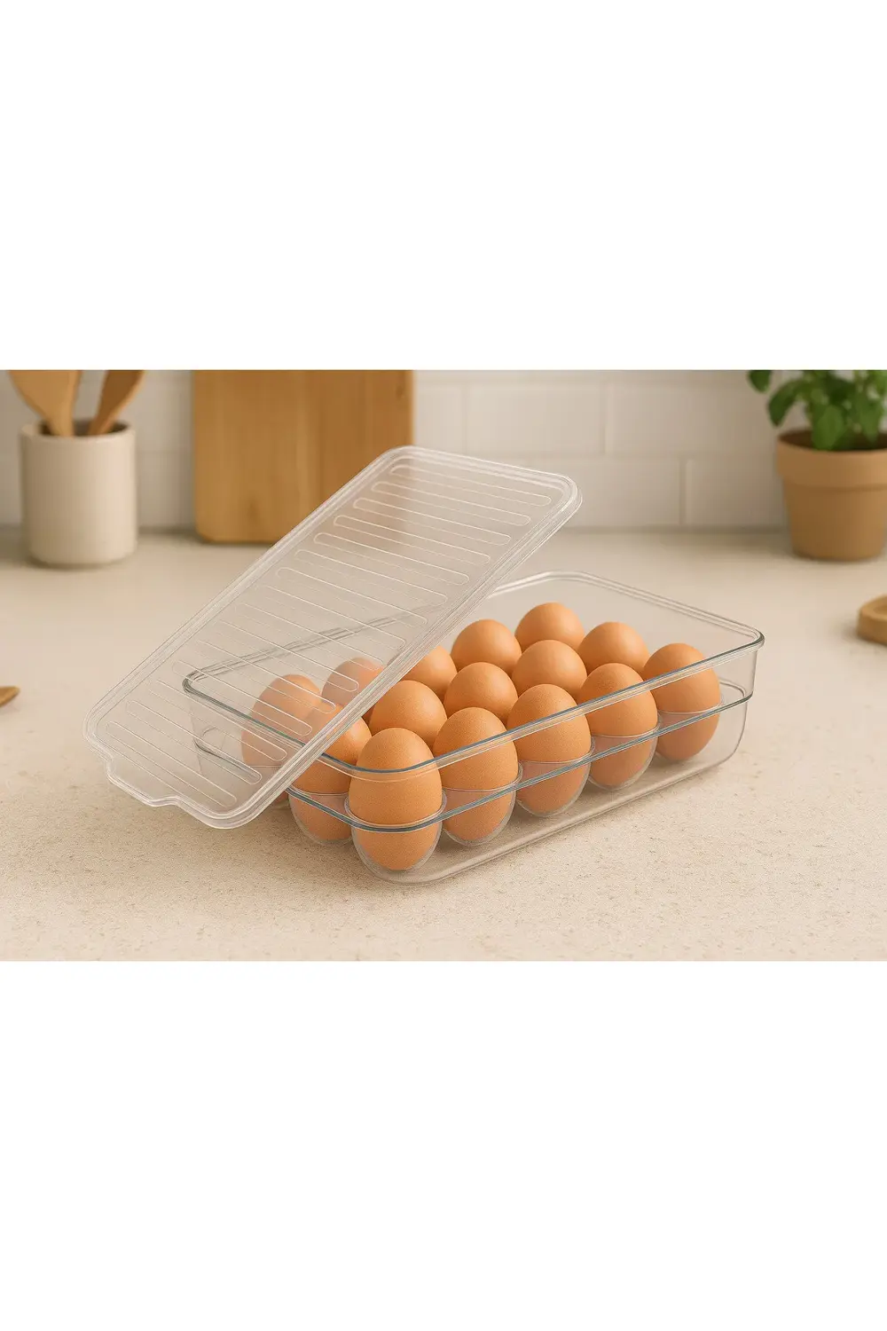 15 Bölmeli Şeffaf Kapaklı Yumurta Saklama Kabı