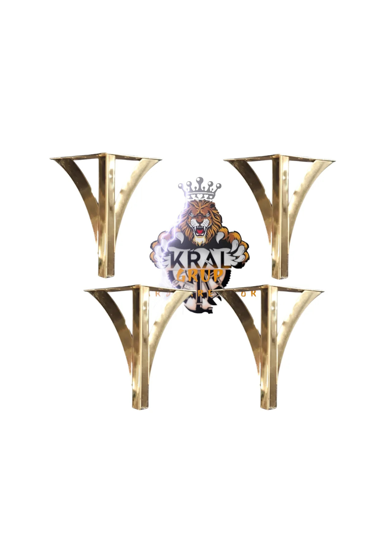 15 Cm V Boru Model Gold Metal Mobilya, Dolap, Koltuk, Kanepe, Tv Ünitesi Ayakları Metal (4 ADET)