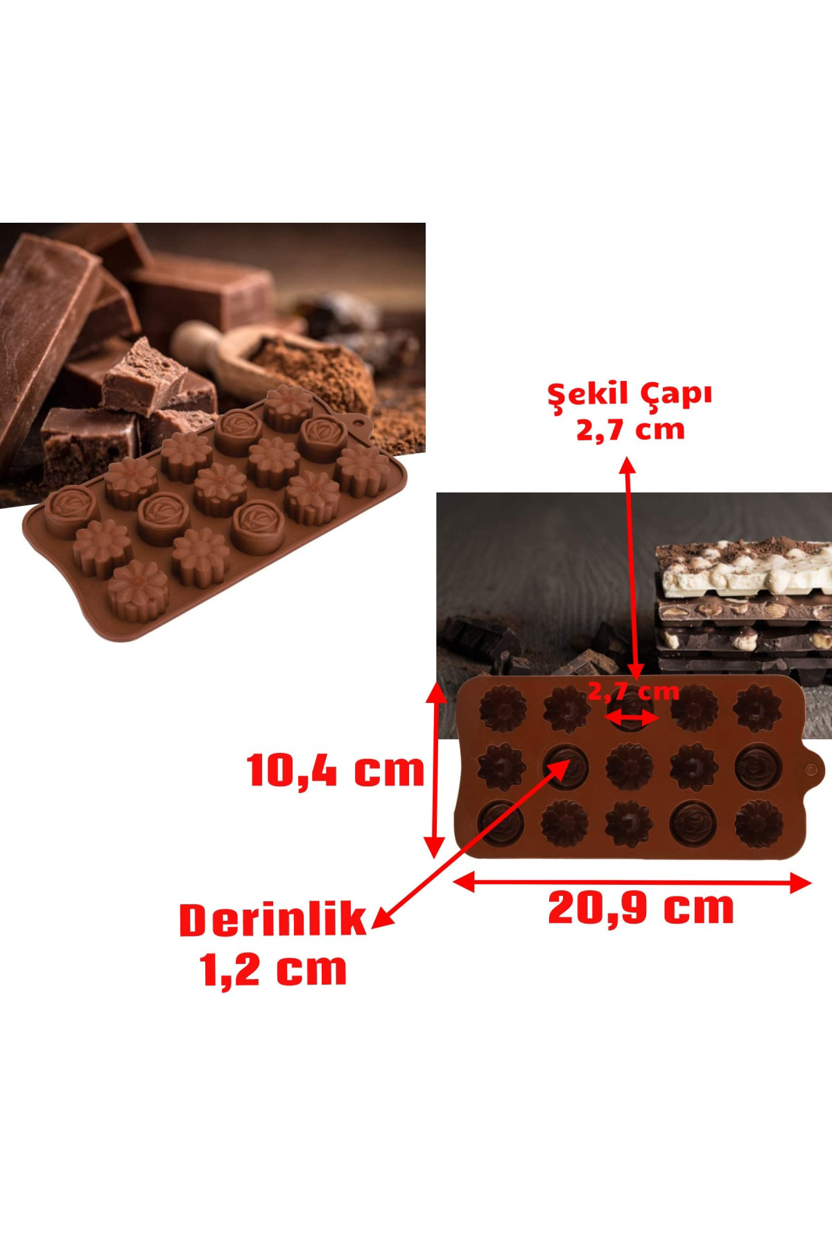 Paras Ticaret 15 Göz Çeşitli Çiçek Şekilleri %100 Silikon Jöle Kek Kurabiye Şek