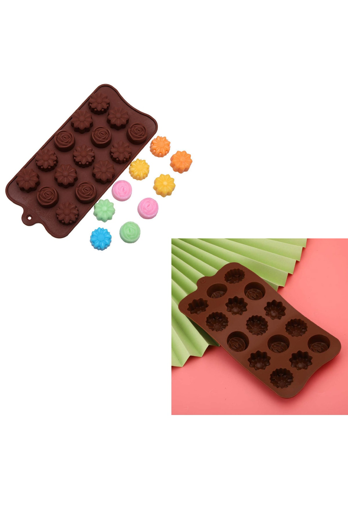 Paras Ticaret 15 Göz Çeşitli Çiçek Şekilleri %100 Silikon Jöle Kek Kurabiye Şek
