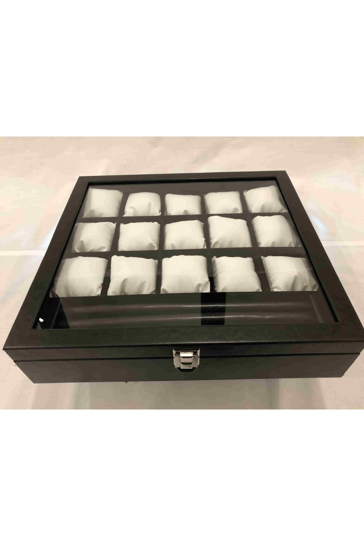 15 Gözlü Deri Saat Standı Ve Bileklik Kolye Takı Yüzük Küpe Sakla