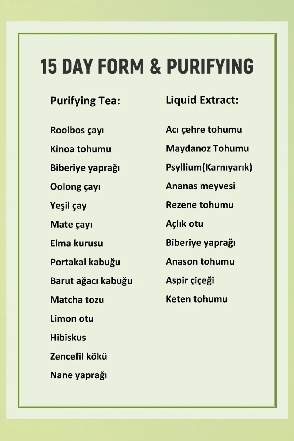 15 Günlük Detoks Programı Detoks Çay & Sıvı Ekstrakt