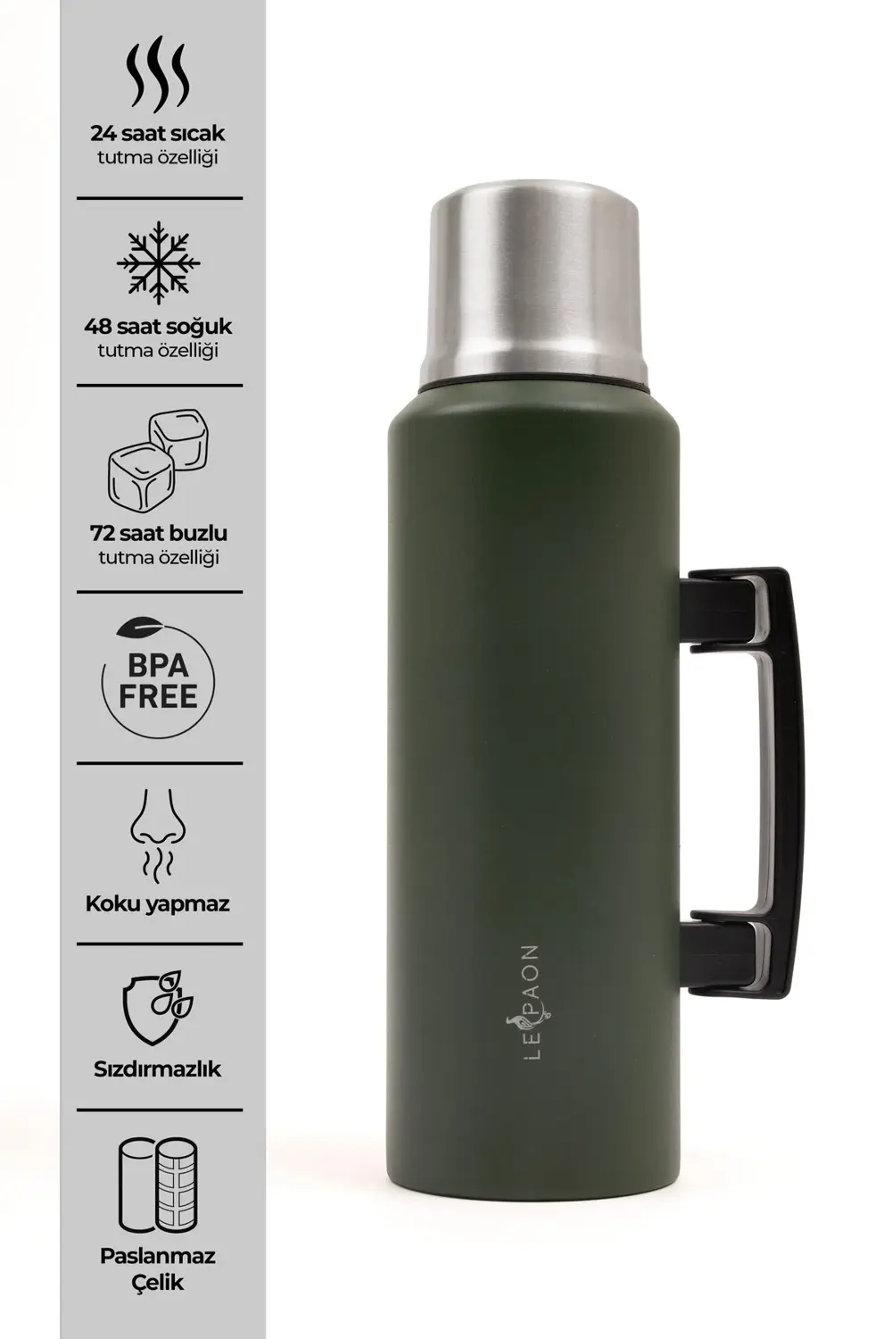 1.5 L Paslanmaz Çelik Termos Katlanır Kulp Sızdırmaz 24 Saat Sıca