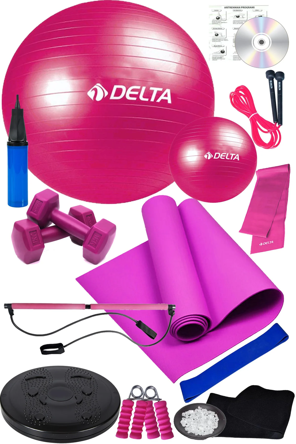 15 Li Pilates Barı Studio Seti Pilates Minderi Topu Twister Disk 
