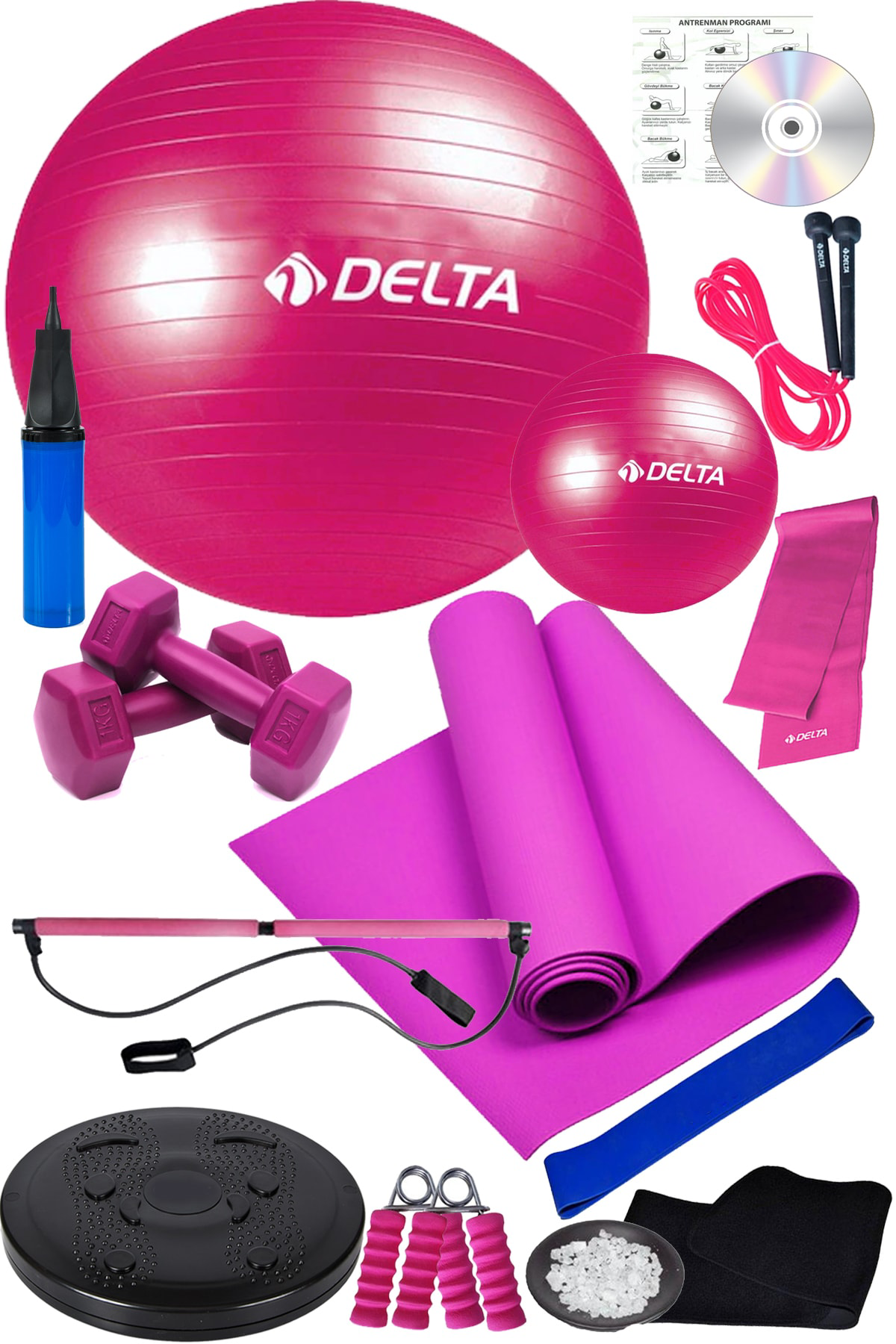 15 Li Pilates Barı Studio Seti Pilates Minderi Topu Twister Disk