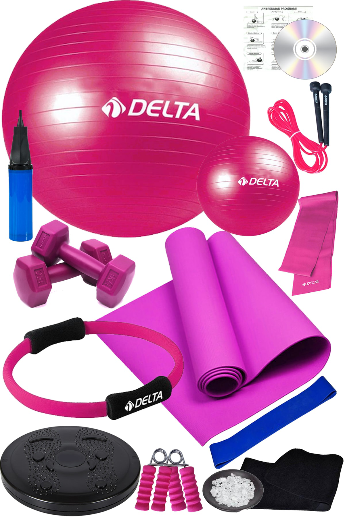 15 Li Pilates Seti Çemberi Pilates Minderi Topu Twister Disk Aero