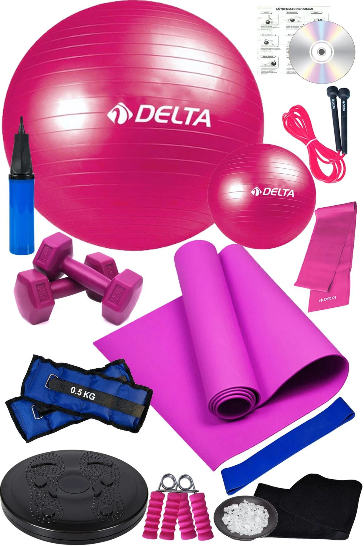 15 Li Pilates Seti Pilates Minderi Topu Twister Disk Aerobik Band