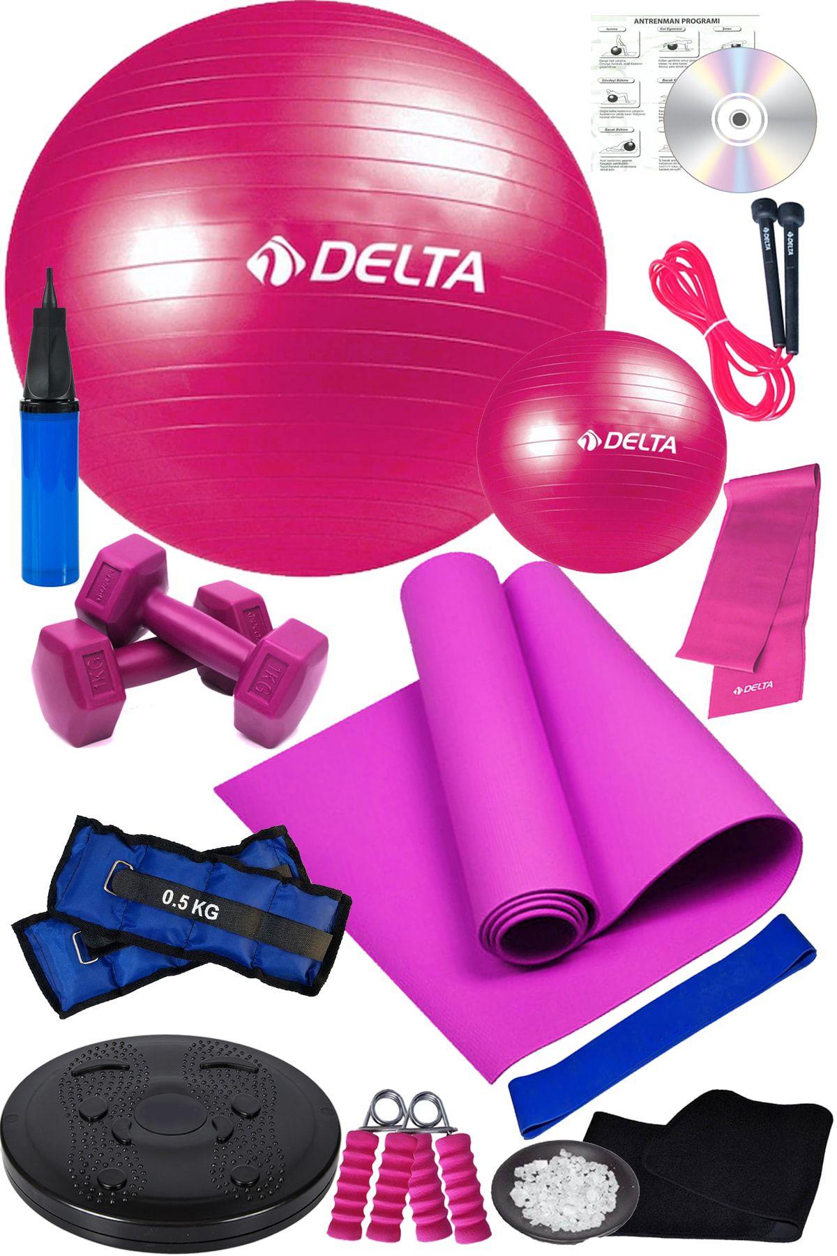 15 Li Pilates Seti Pilates Minderi Topu Twister Disk Aerobik Band