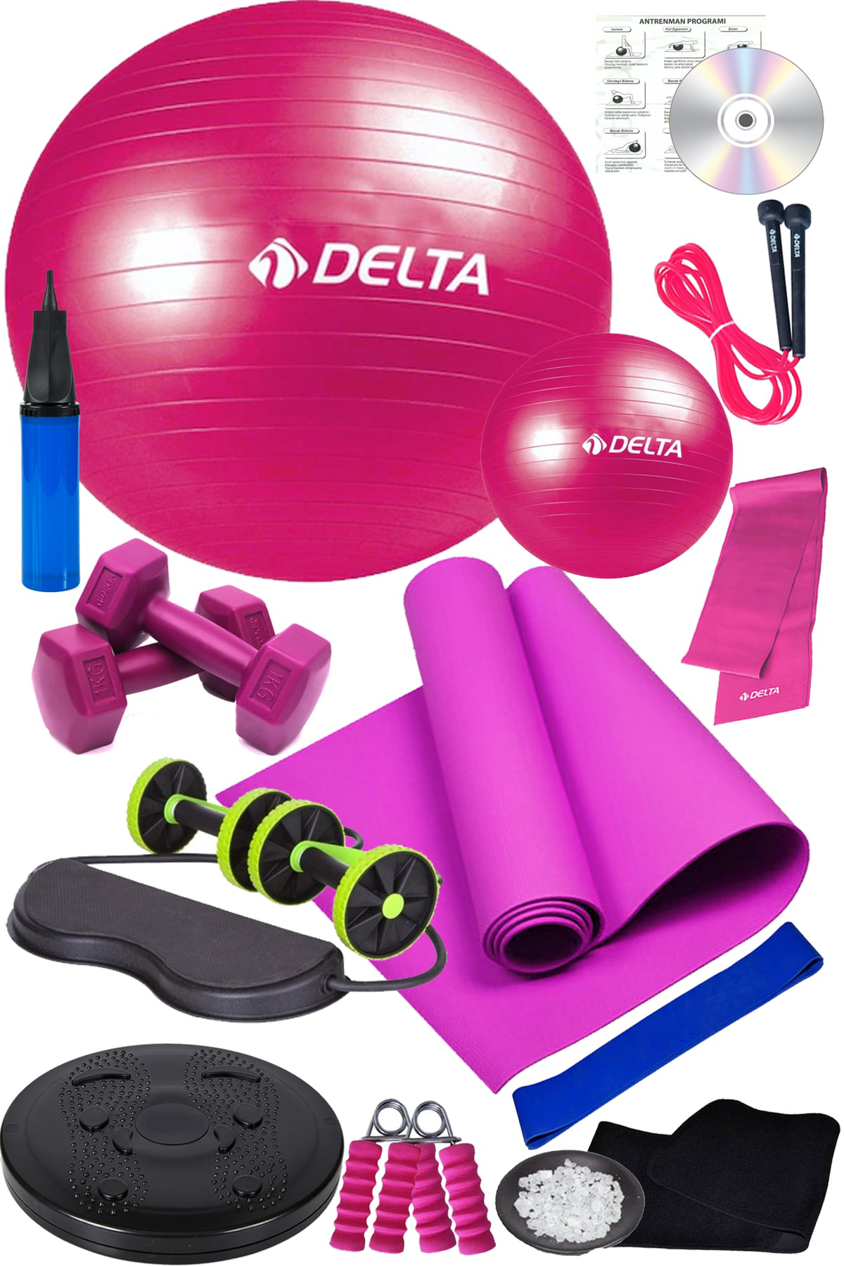 15 Li Pilates Seti Pilates Minderi Topu Twister Disk Aerobik Band