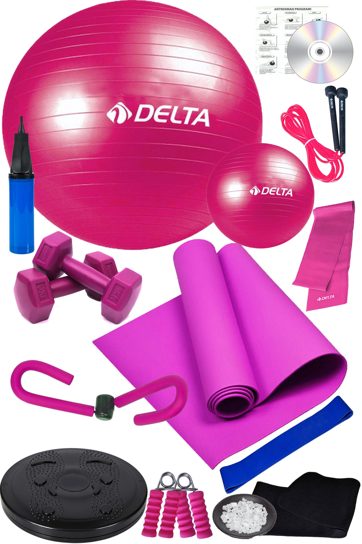 15 Li Pilates Seti Pilates Minderi Topu Twister Disk Aerobik Band