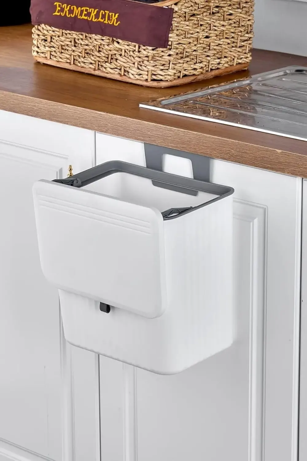 15 Litre Fonksiyonel Kapaklı Ve Mutfak Tezgahüstü Çöp Kovası Dola