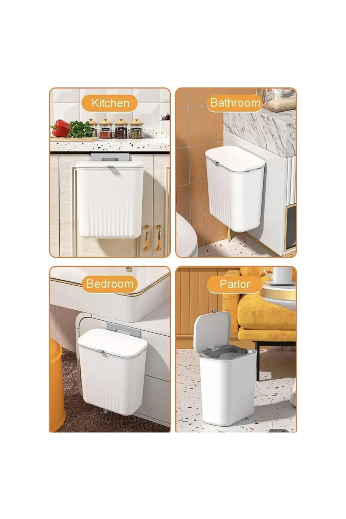 15 Litre Fonksiyonel Kapaklı Banyo Ve Mutfak Tezgahüstü Çöp Kovas