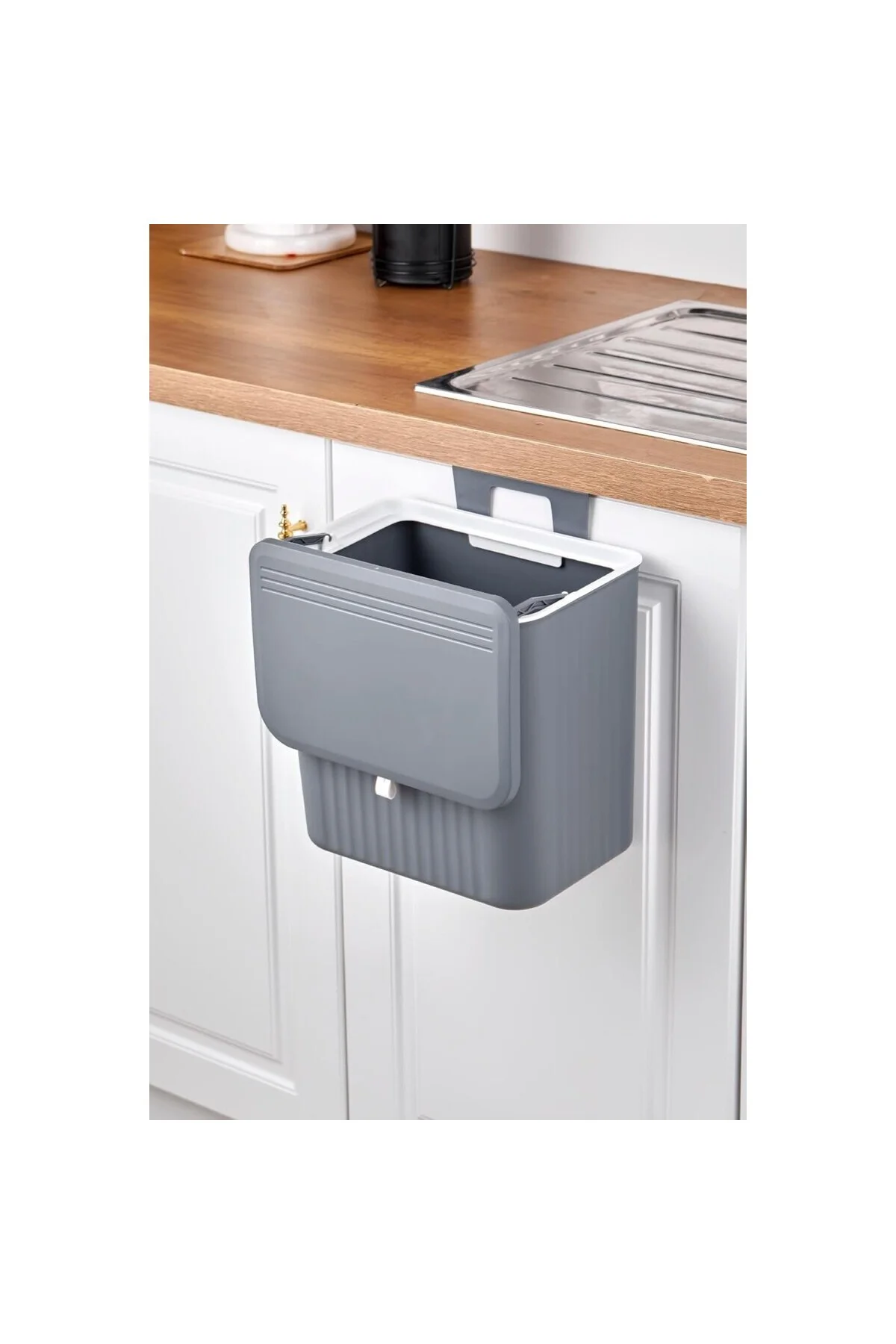 15 Litre Fonksiyonel Kapaklı Banyo Ve Mutfak Tezgahüstü Çöp Kovas
