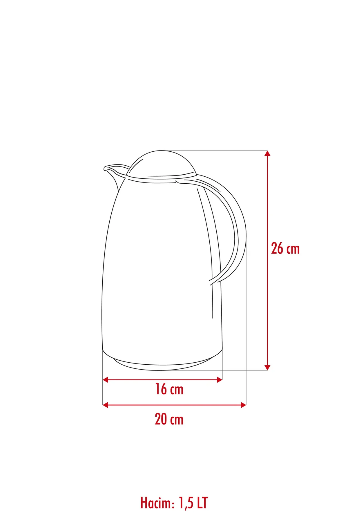 1.5 LT Isı Yalıtımlı Çay Ve Soğuk Su Termosu Füme (12 Saat Sıcak 