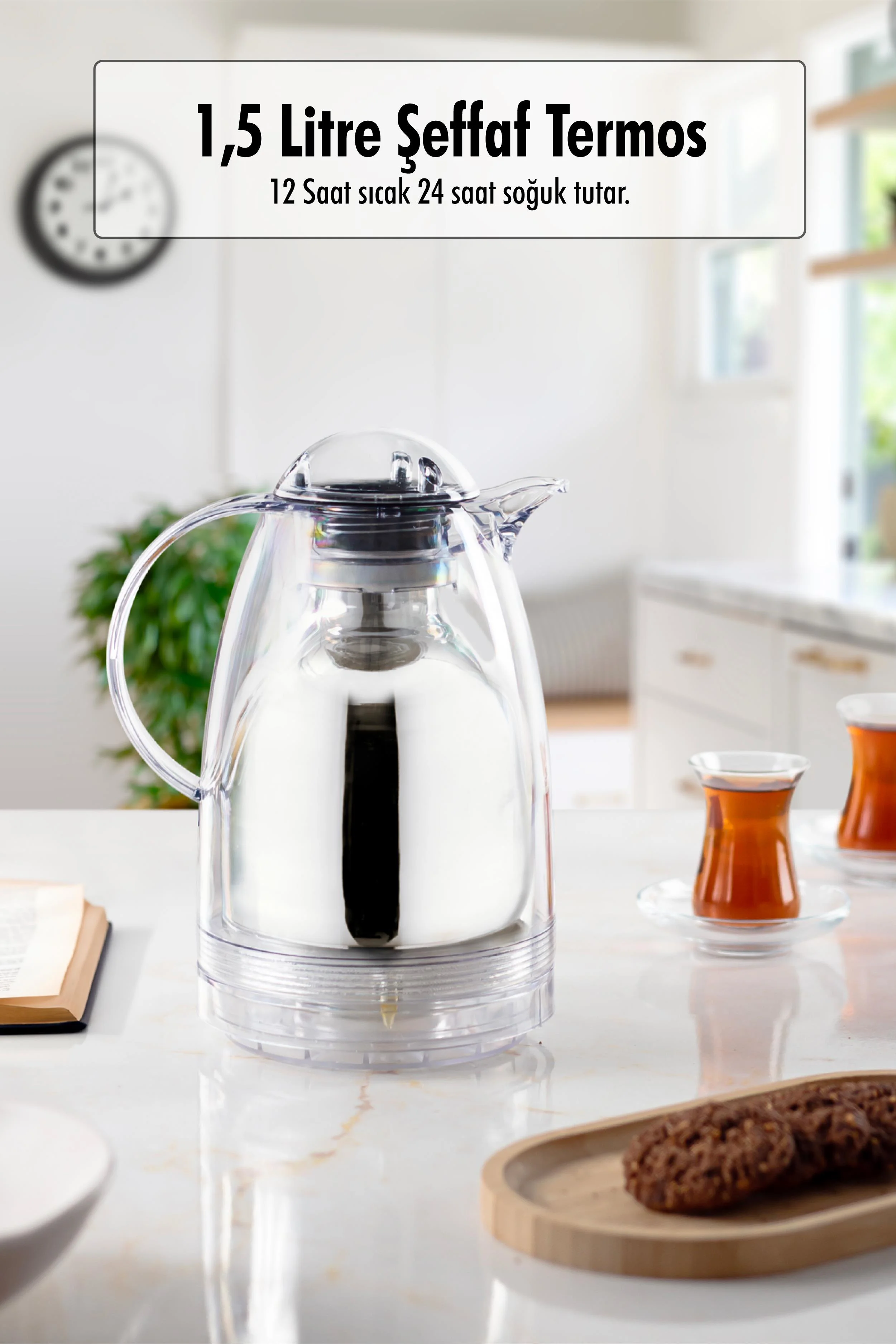 1.5 LT Isı Yalıtımlı Çay Ve Soğuk Su Termosu Şeffaf (12 Saat Sıcak Tutar& İçi Camdır) 1.5 LT Isı Yalıtımlı Çay Ve Soğuk Su Termosu Şeffaf (12 Saat Sıcak Tutar& İçi Camdır)