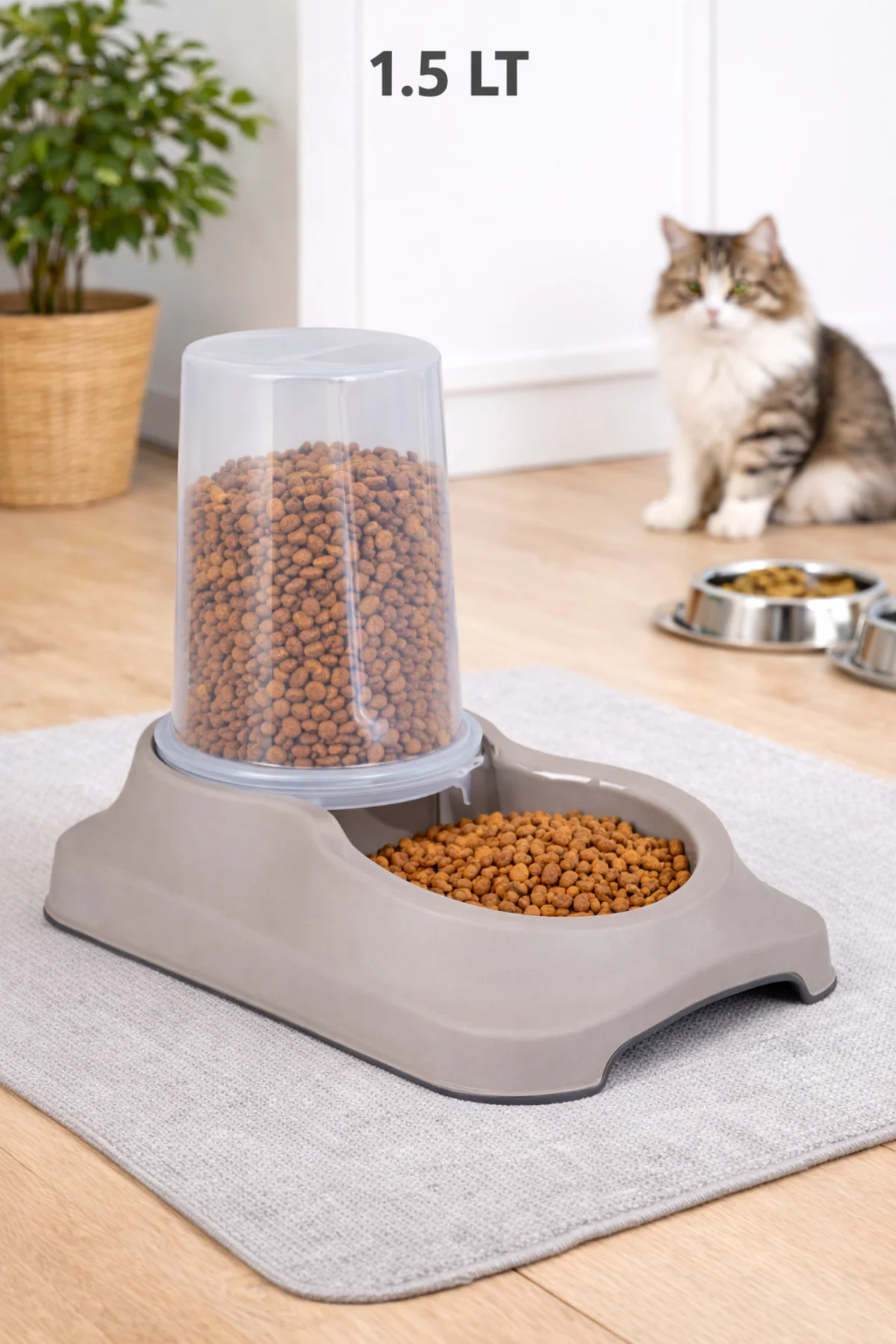 1.5 LT Otomatik Kedi Mama Kabı – Hazneli Kedi Mama Dispenseri, Sürekli Mama Akışı, Kaymaz Tabanlı Fiyatı, Yorumları ve Özellikleri