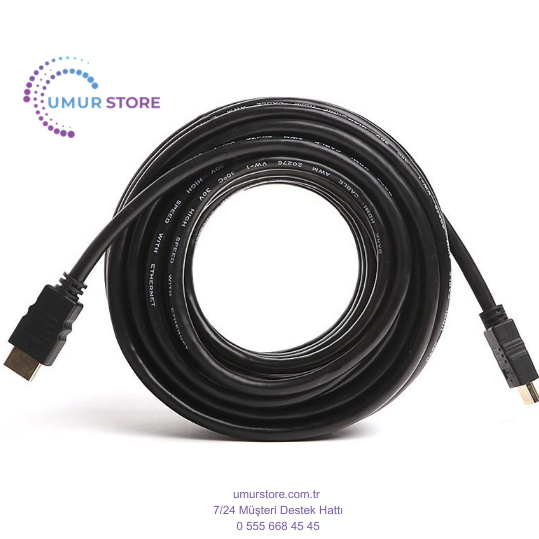 15 Metre 1.3 HDMI Kablo - 4K 30Hz,10Gbps, Dolby, Altın Uçlu,Ağ De