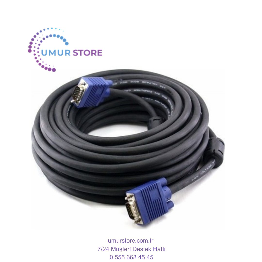 15 Metre 15MT Çift Filtreli 15 Pın VGA Kablosu Güçlü Soket Yapısı