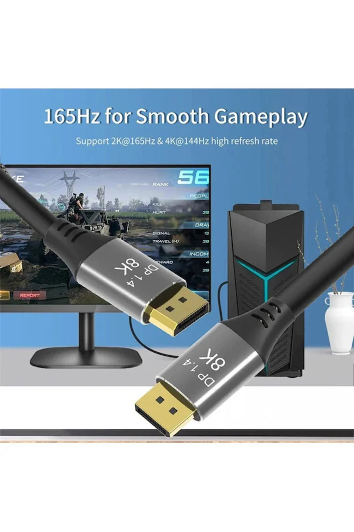 1.5 Metre 8K DisplayPort Kablo  - 1.4v, 7680x4320p, 32.4Gbps, HDR