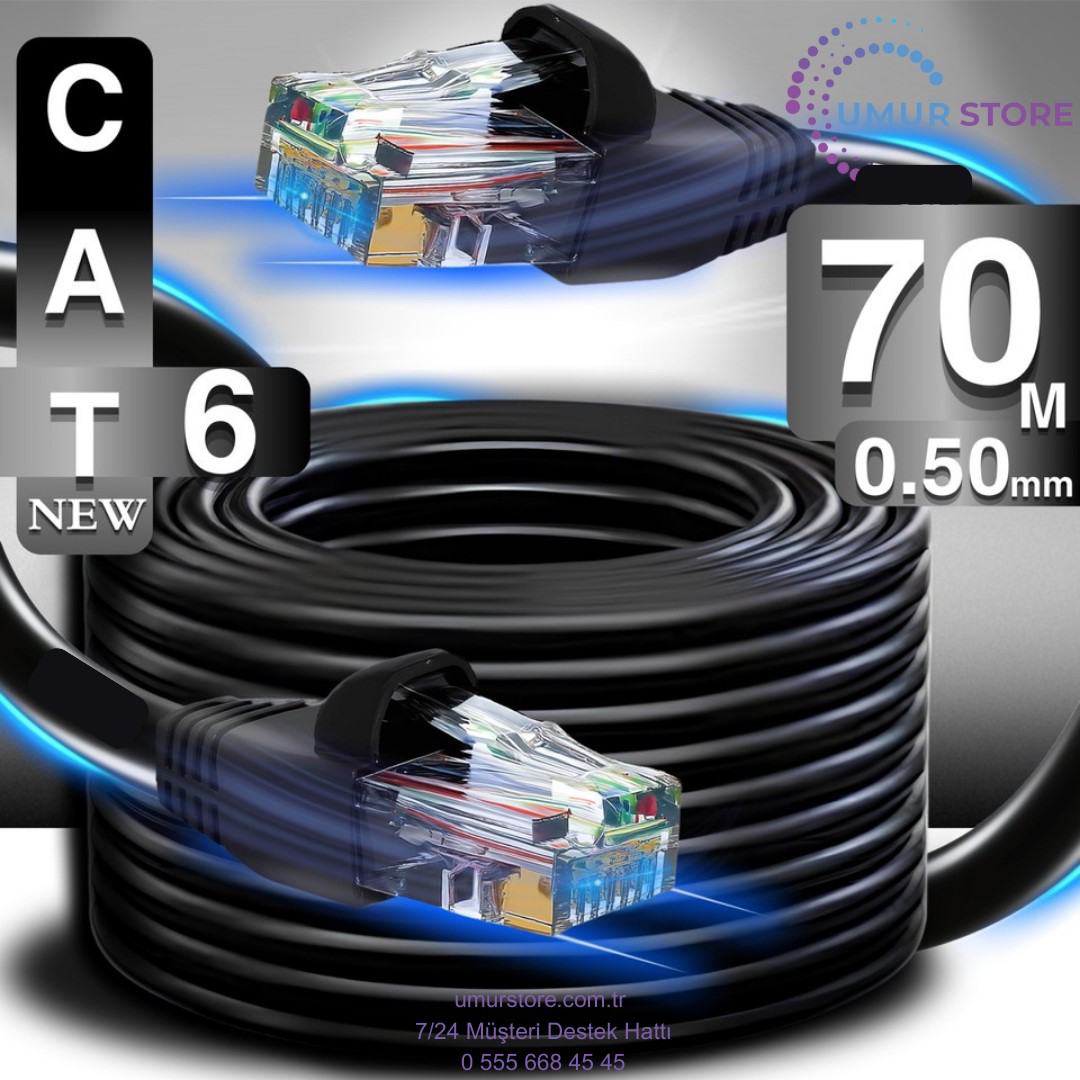 15 Metre Internet Kablosu/0,50mm Utp CAT6 23AWG/ iki Kat Korumalı 15 Metre Internet Kablosu/0,50mm Utp CAT6 23AWG/ iki Kat Korumalı