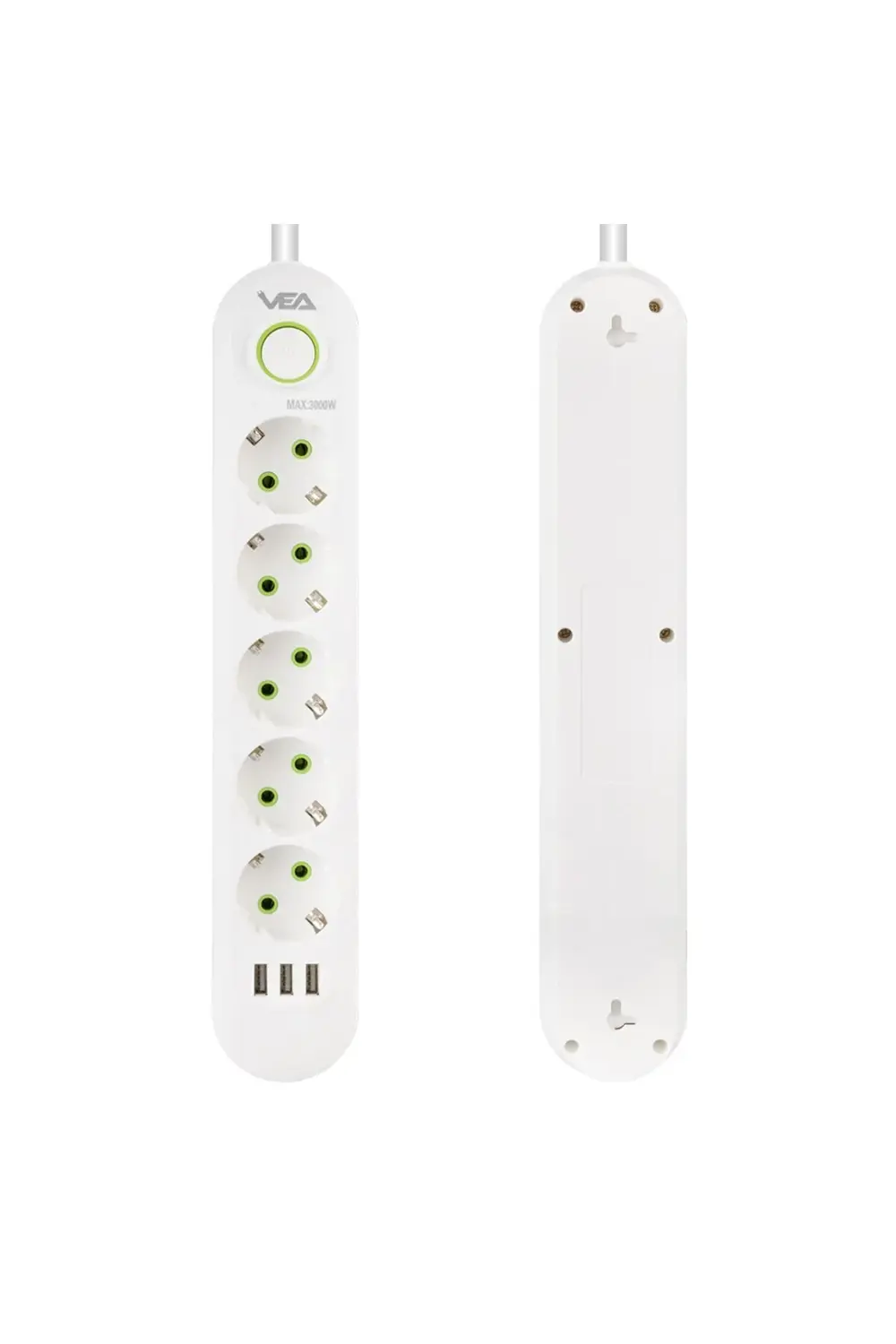1.5 Metre Kablolu 3 Usb + 5 Topraklı Prizi Beyaz Akım Korumalı Ço 1.5 Metre Kablolu 3 Usb + 5 Topraklı Prizi Beyaz Akım Korumalı Ço