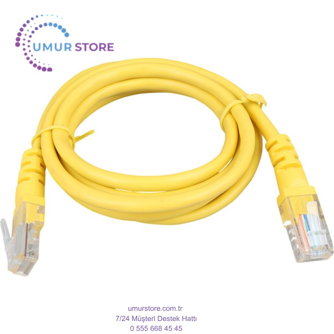 Herz 1.5 Metre Sarı 24 Awg Cat5 Ethernet Kablosu 150 Cm Jack Soketleri