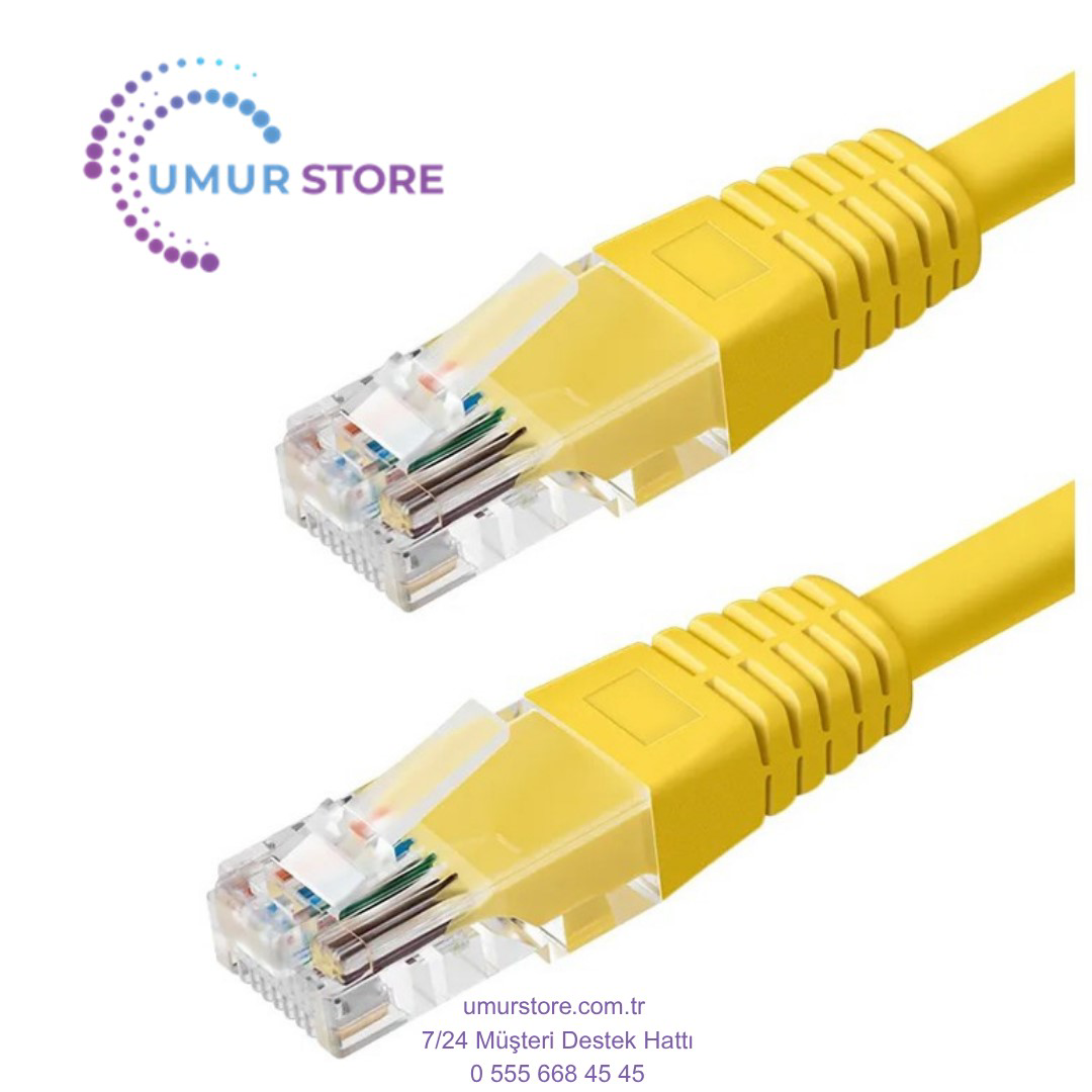 1.5 Metre Sarı 24 Awg Cat5 Kablo 1.5 Metre Sarı 24 Awg Cat5 Kablo