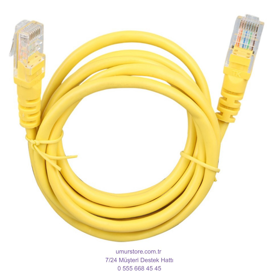 1.5 Metre Sarı 24 Awg Cat5 Kablo 1.5 Metre Sarı 24 Awg Cat5 Kablo