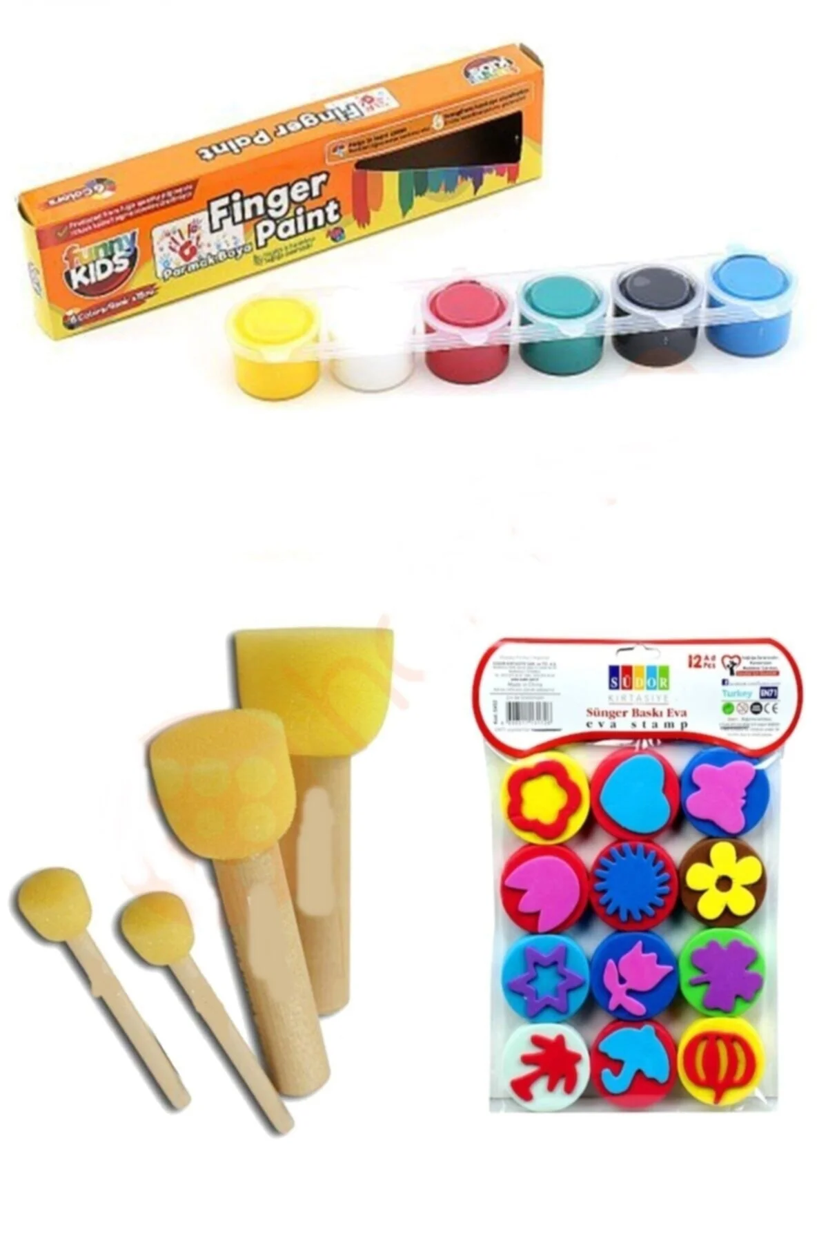 15 ml Parmak Boyası Eva Baskı Set 3'lü Glance-12'li Eva Baskı Set