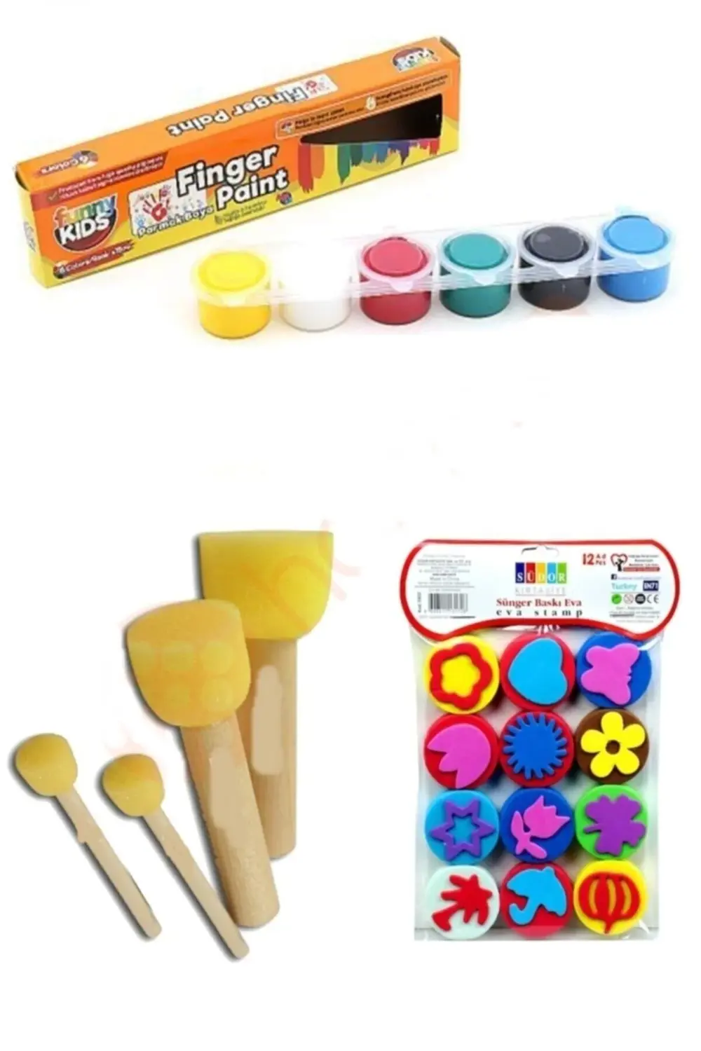 15 ml Parmak Boyası Eva Baskı Set 3'lü Glance-12'li Eva Baskı Set