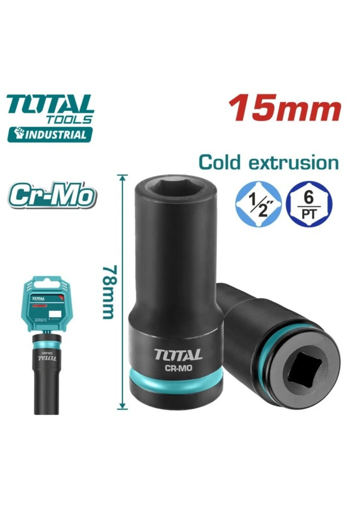 15 Mm 1/2 Altı Köşe Darbeli Derin Lokma THDIS12152L