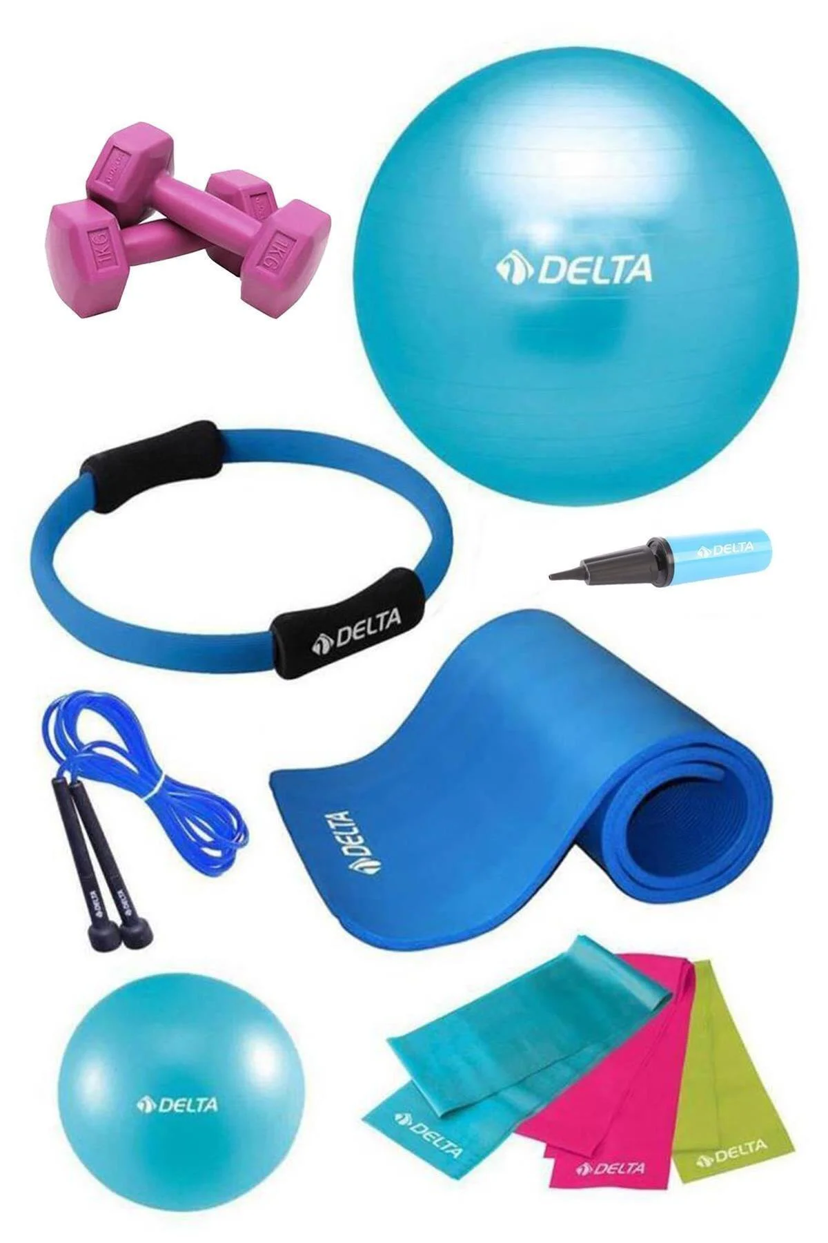 15 MM Minderli PTS Turkuaz Full Pilates Seti (55 cm 20 cm)