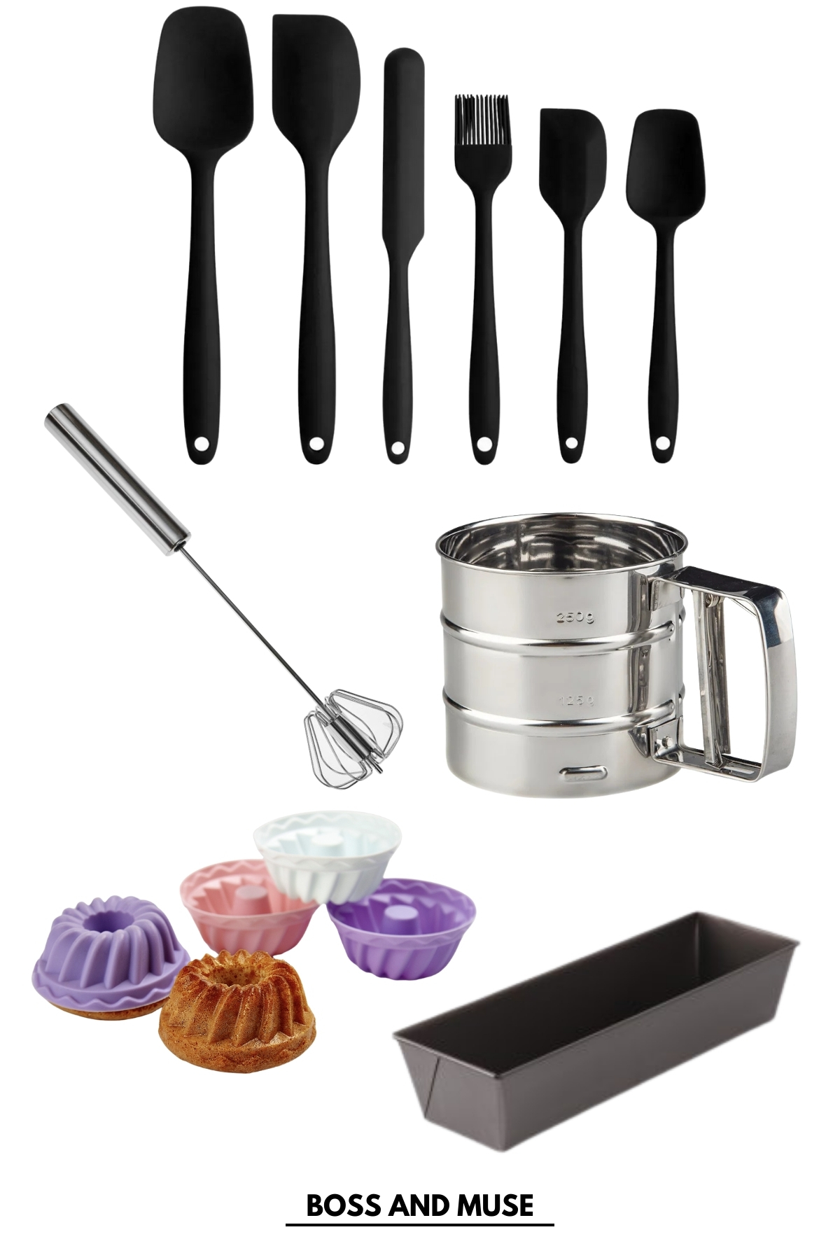 15 Parça Pasta Mutfak Seti Mufin & Baton Kek Kalıbı Un Eleği Sili