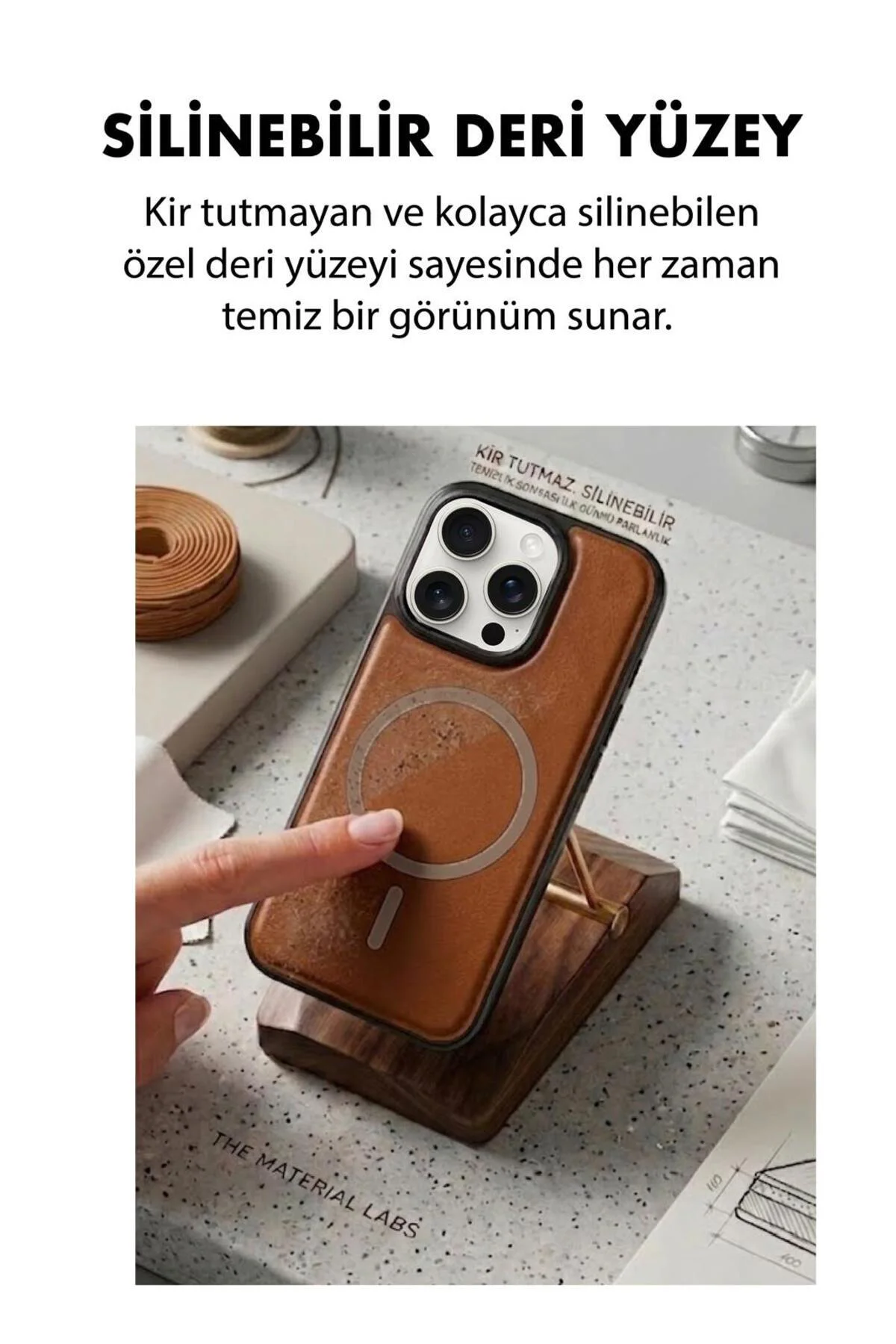 15 Pro Max Uyumlu Deri Cold Magsafe Kapak Sert Ultra İnce Tam Korum Kablosuz Şarj Destekli Kılıf