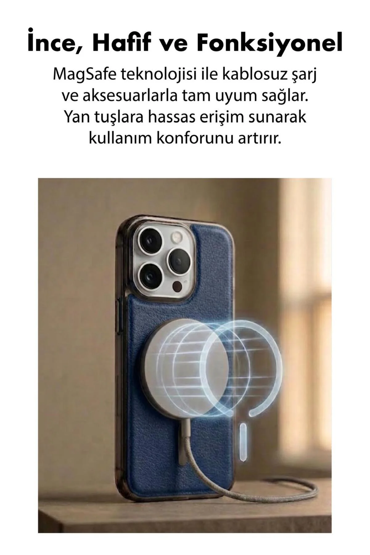 15 Pro Max Uyumlu Deri Cold Magsafe Kapak Sert Ultra İnce Tam Kor