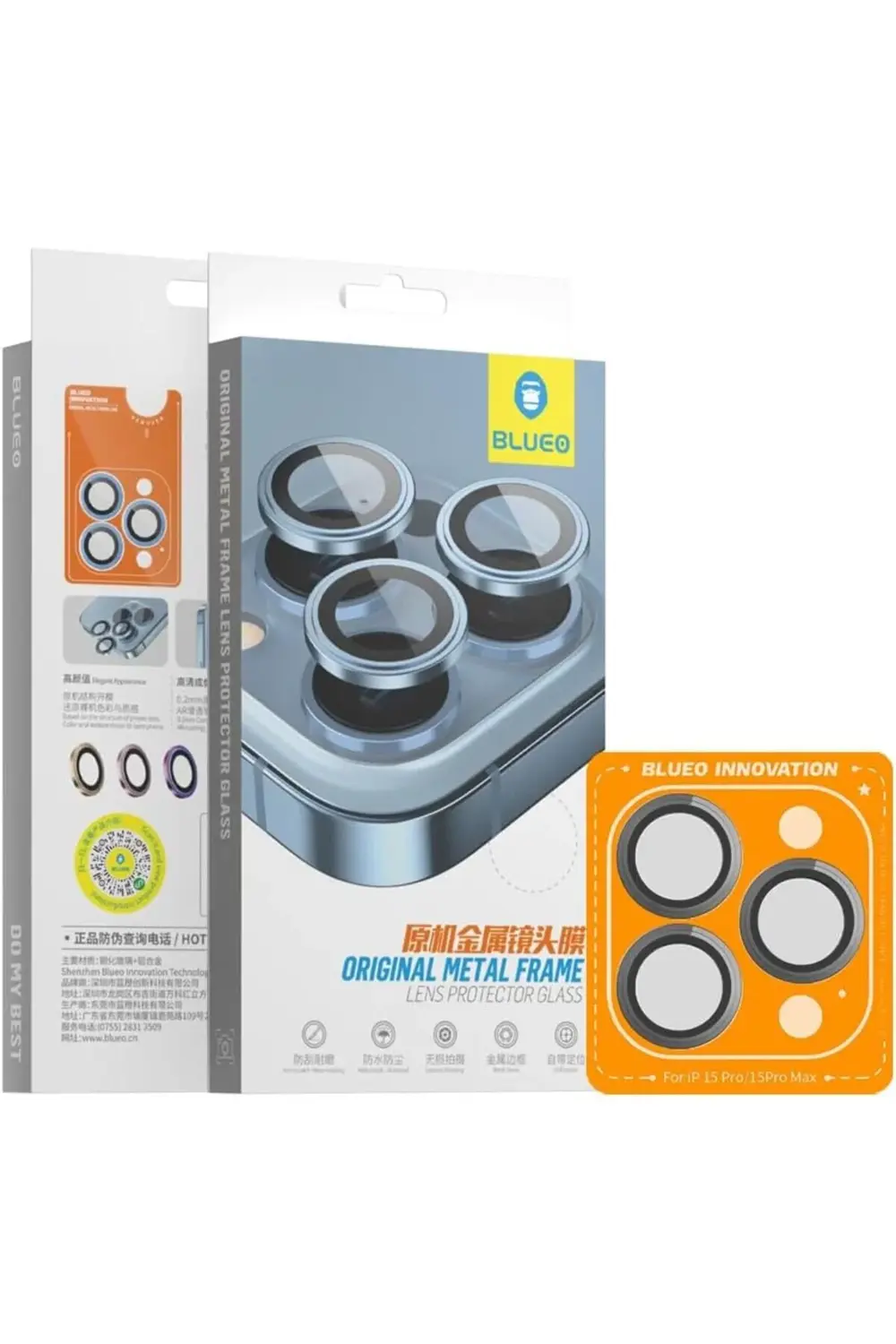 15 Serisi Uyumlu Orijinal Metal Çerçeve Kamera Lens (Gri, 15 Pro)