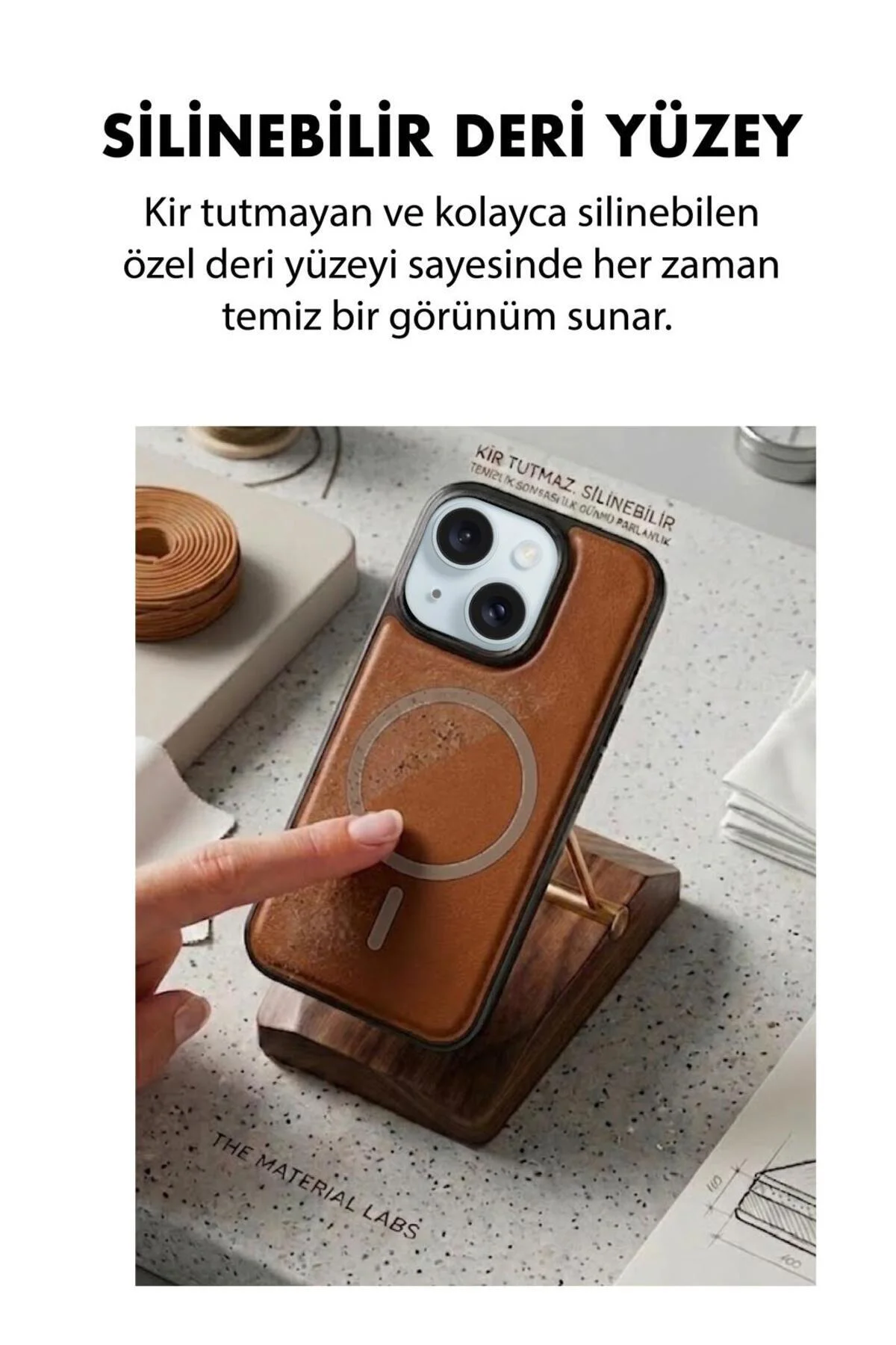 15 Uyumlu Deri Cold Magsafe Kapak Sert Ultra İnce Tam Korum Kablosuz Şarj Destekli Kılıf
