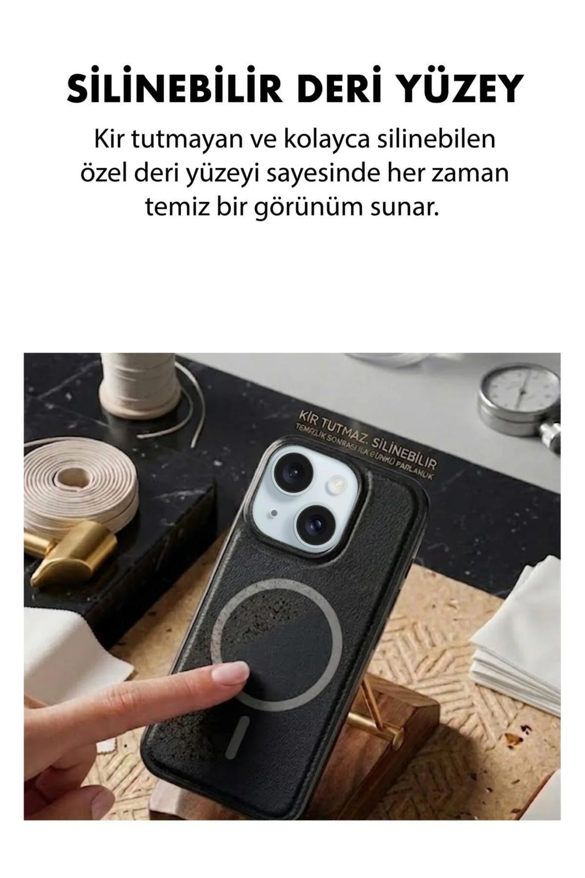15 Uyumlu Deri Cold Magsafe Kapak Sert Ultra İnce Tam Korum Kablosuz Şarj Destekli Kılıf
