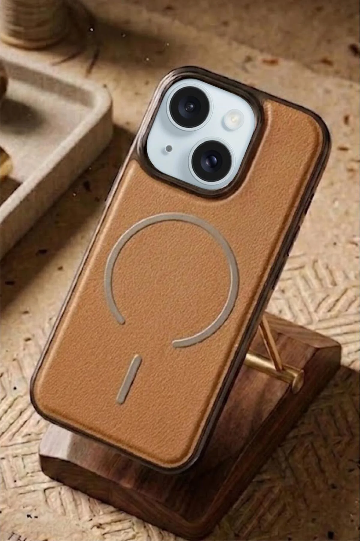 15 Uyumlu Deri Cold Magsafe Kapak Sert Ultra İnce Tam Korum Kablosuz Şarj Destekli Kılıf
