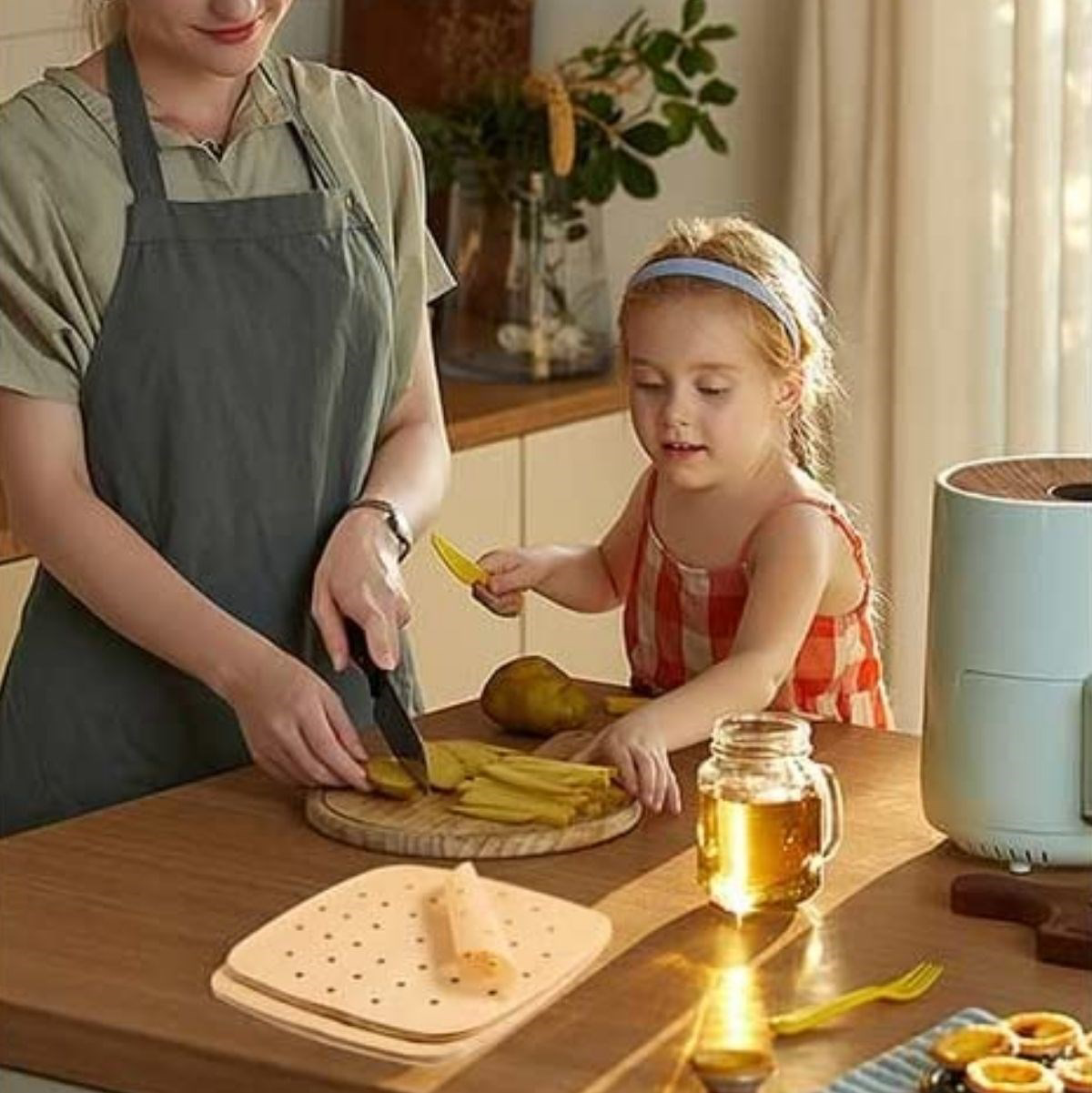150 Adet Air Fryer Pişirme Kağıdı Tek Kullanımlık Hava Fritöz Yağ