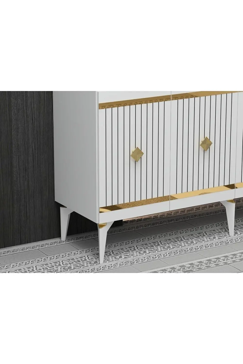 150 Cm Lenora Konsol Antrasit-altın