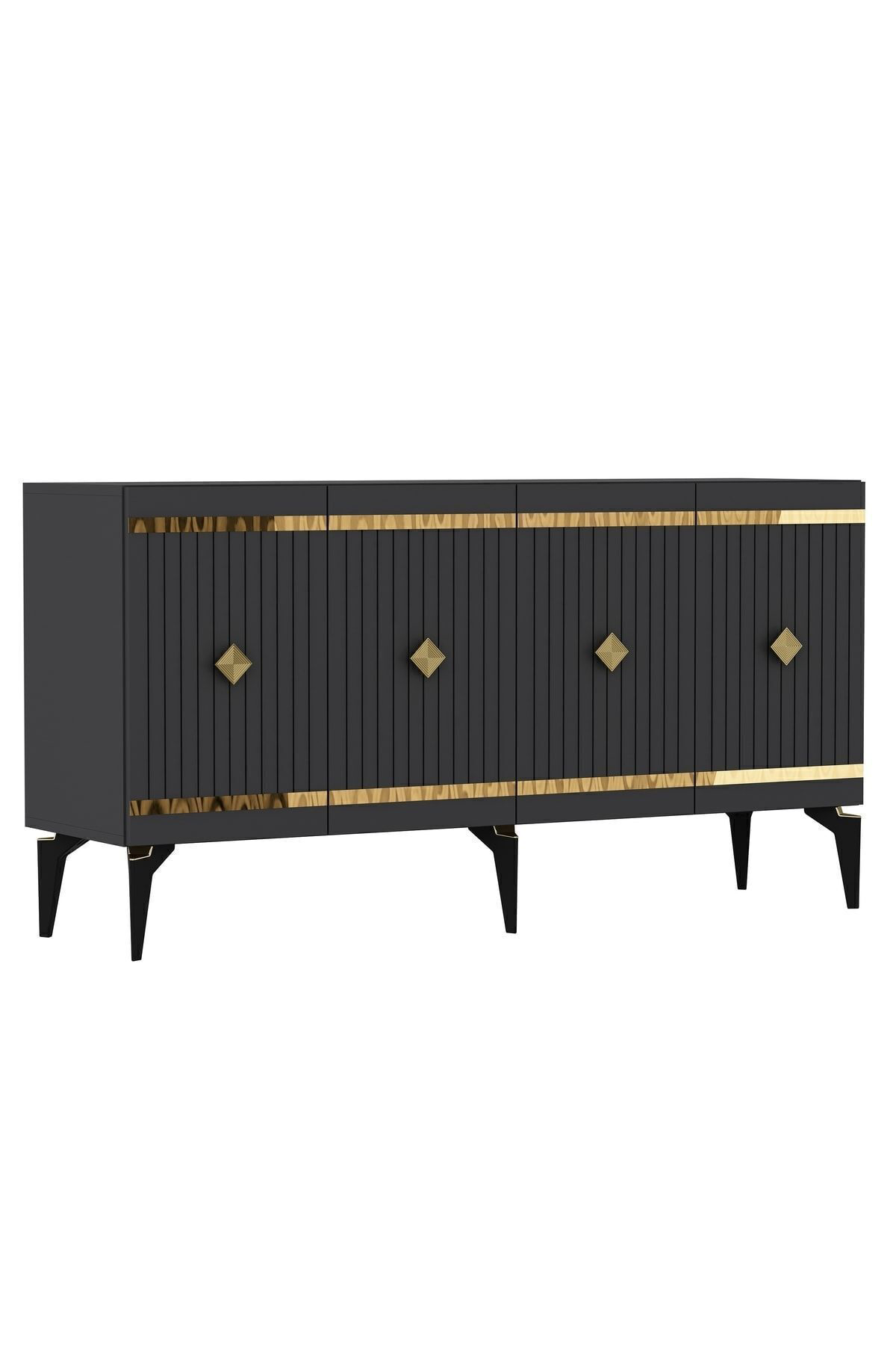 150 Cm Lenora Konsol Antrasit-altın