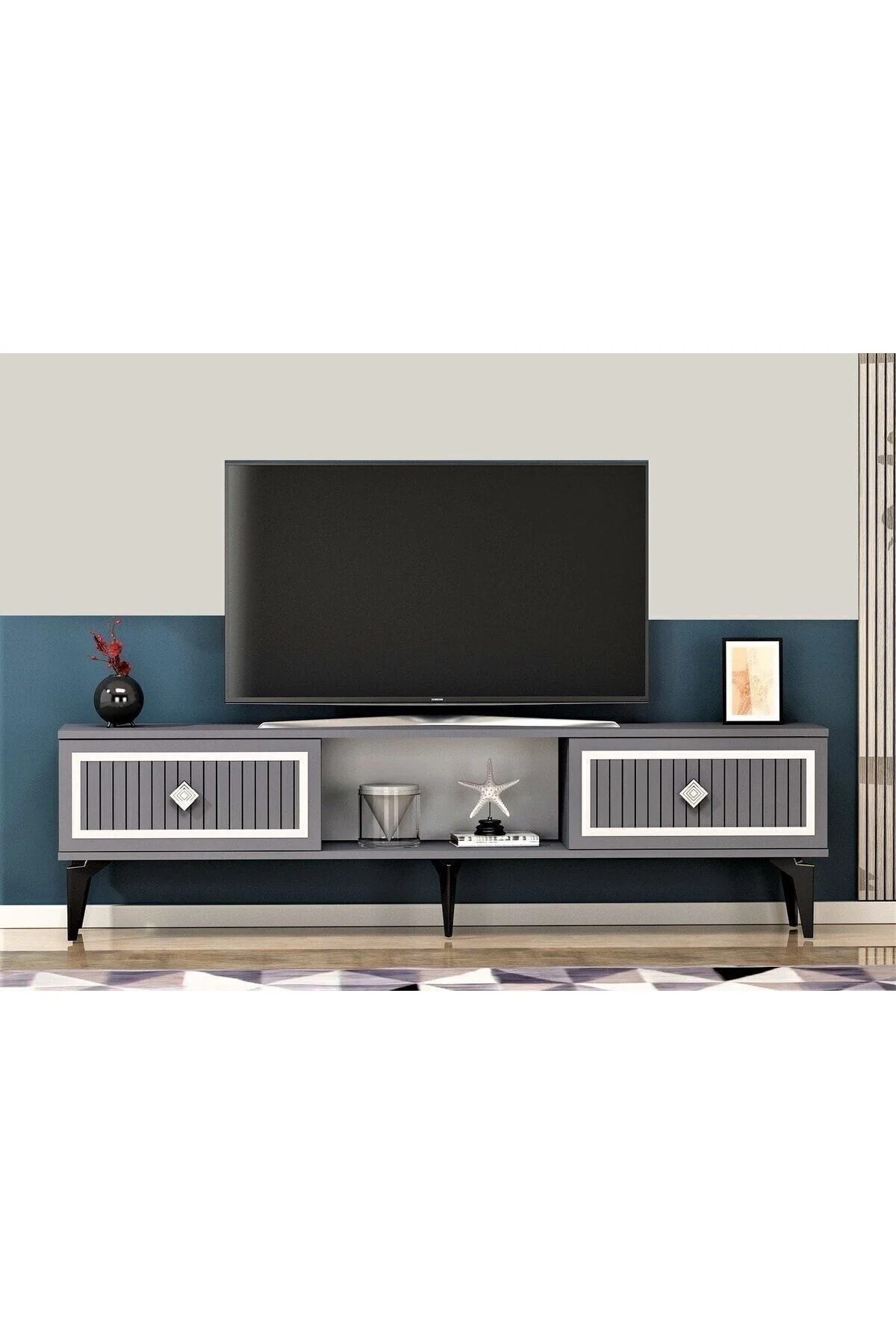 150 Cm Nil Tv Sehpası (alt Modül) Antrasit-gümüş