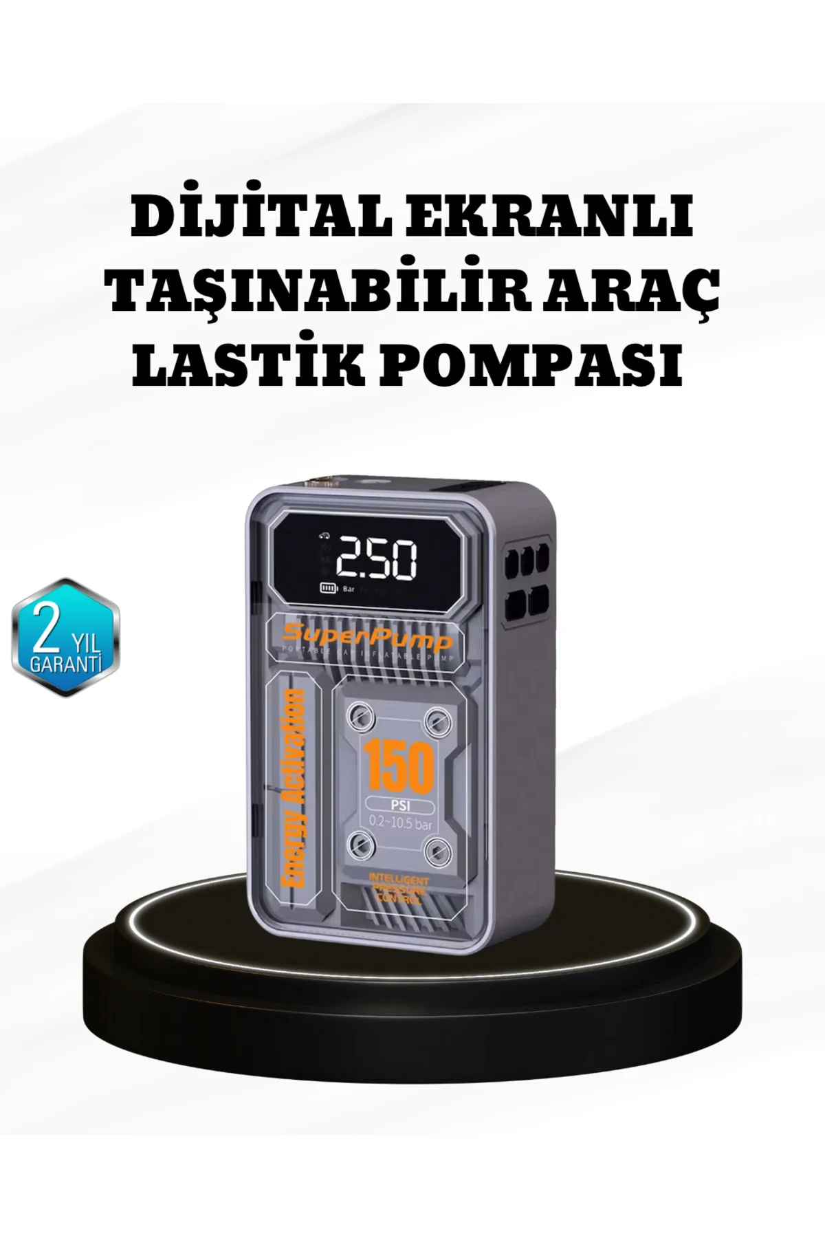150 PSI Kablosuz Şarjlı Hava Pompası – LED Ekranlı ve Otomatik Ka