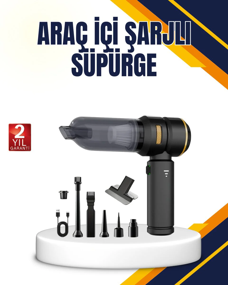 15000 PA Şarjlı Süpürge - Araç İçi Detaylı Temizlik ve Hava Üfleme