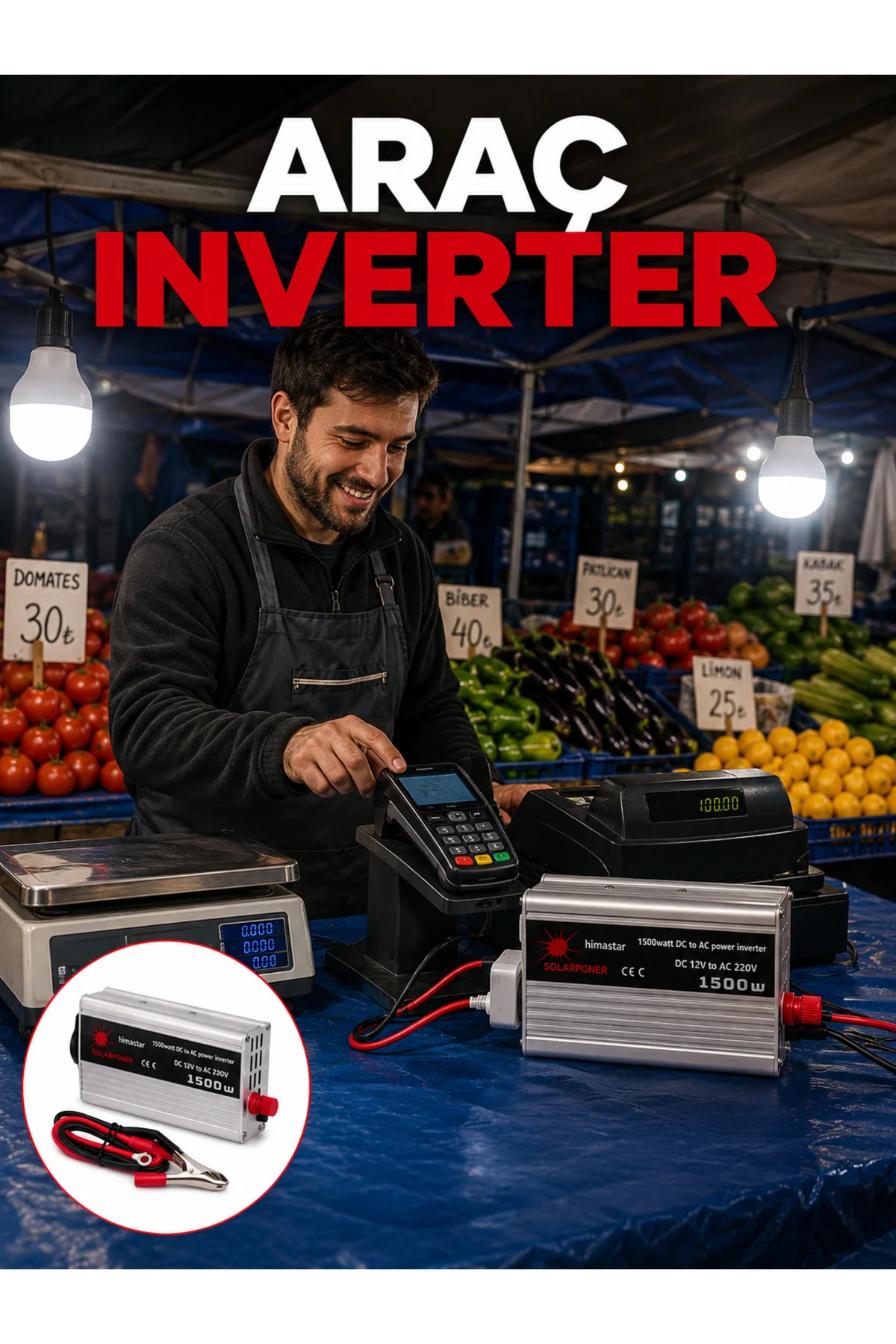 1500W Araç İnvertörü Güçlü Priz Çıkış
