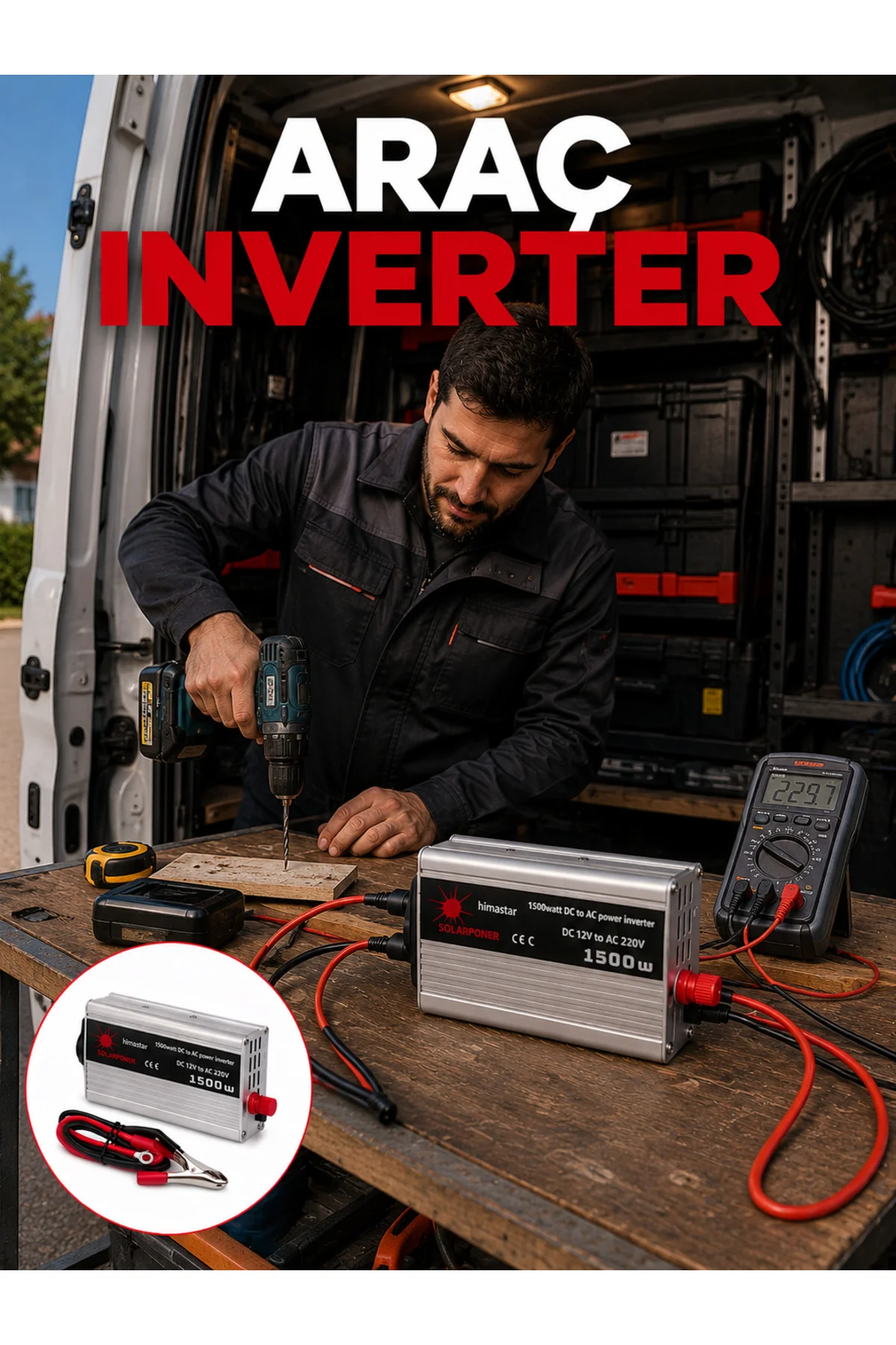 1500W Araç İnvertörü Elektronik Cihazlar İçin Yüksek Verimli Güç 